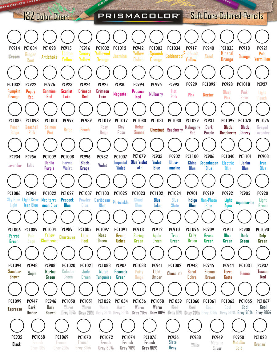Prismacolor Marker Color Chart